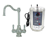 Hot & Cold Water Faucet with Traditional Double Curved Body & Curved Handles & Little Gourmet® Premium Hot Water Tank